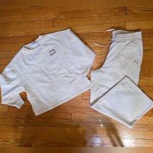 Puma Costco Ivory Wide Leg Sweatsuit Set XL Top/ XXL Bottoms